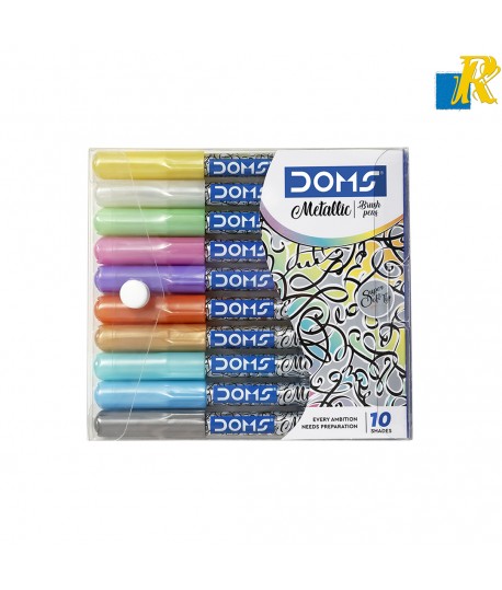 DOMS Metallist Series Metallic Brush Pen 10 Assorted Shades(Art No.8389)