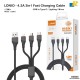 LDNIO- 3-in-1 Fast Charging Data Cable - USB to Type-C/Lighting/Micro USB Cable Copper Core Line 1.2M - LC96U