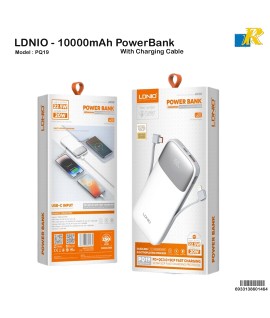 LDNIO PQ19 – 10,000mAh 22.5W Fast Charging Power Bank with Built-in Cables & LED Digital Display