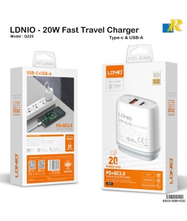 LDNIO 20W PD+QC3.0 Fast Charger with Dual USB Ports (UK Plug) – Type-C & USB-A Q299