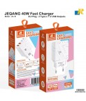JEQANG 40W Ultra-Fast Wall Charger/2×USB-A & 2×Type-C Ports with PD & QC3.0 Support  JC-76