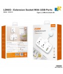 LDNIO Power Socket/2500W High-Power Extension with Independent Switches/Fast Charging and Universal Plug Outlets SC2413
