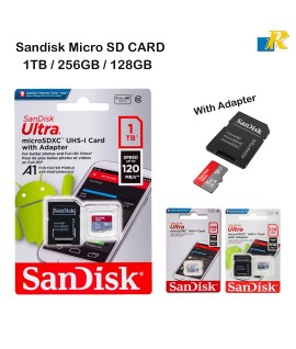 SanDisk 1TB/ 256GB/ 128GB Ultra microSDXC Memory Card with Adapter/Class 10/ A1/ UHS-I/Up to 120MB/s