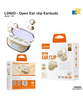 LDNIO Open-Ear Wireless Clip-On Earbuds – Bluetooth 5.4, Touch Controls, USB-C Charging, 400mAh Case, HD Audio - T08