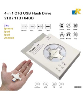 Y-DISK 4-in-1 OTG Flash Drive 64GB / 1TB / 2TB Compatible with iOS / Android /  Micro and USB-A Devices