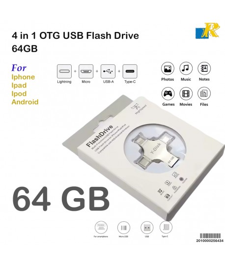 Y-DISK 4-in-1 OTG Flash Drive – 64GB / 1TB / 2TB – Compatible with iOS, Android, USB-C, and USB-A Devices