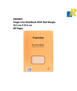 Sinarline Single Lined with Red Margin Exercise Book 80 Sheets Orange Item No.EB02841