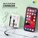 Rack 66W Multi-Functional Charging Station – 3 Built-in Cables + 2 USB-A & 2 Type-C Ports, UK Plug, Fast Charging