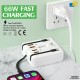 Rack 66W Multi-Functional Charging Station – 3 Built-in Cables + 2 USB-A & 2 Type-C Ports, UK Plug, Fast Charging