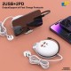 Rack 35W Multi Functional Charging Station with Mobile Stand/Built-in Type-C Cable/2 USB-A Ports/2 Type-C Ports/UK Plug