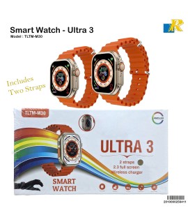 TLTM-M30 Ultra 3 Smart Watch / 2.3" Full Screen / Wireless Charging / Dual Straps / BT Calling / Fitness Tracker