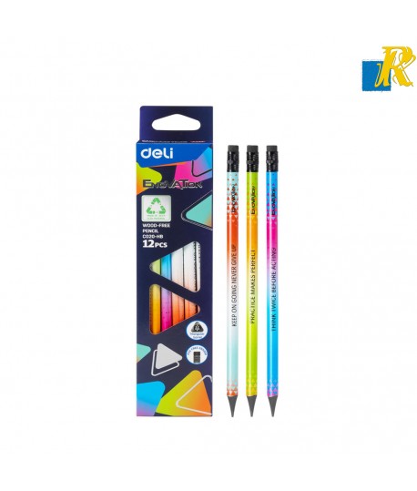 Deli  Enovation Wood Free Pencil 12 Pcs 2.2mm Item No.C020-HB