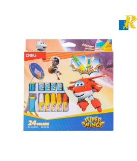 Deli 24 Colors Super Wings Oil Pastel with Extension Cap & Sharpener Item No.C009-24