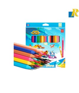 Deli Super Wings Erasable 2.6mm Color Pencils 24 Colors Item No.C126-24
