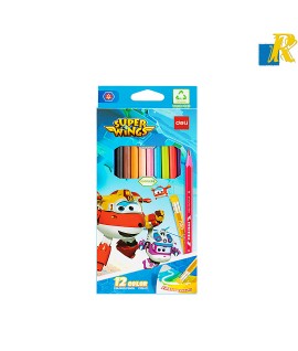 Deli Super Wings Erasable 2.6mm Color Pencils 12 Colors Item No.C126-12