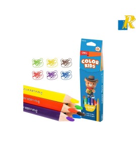 Deli Colour Kids 6 Jumbo Colour Pencils With Sharpener Item No.C00660
