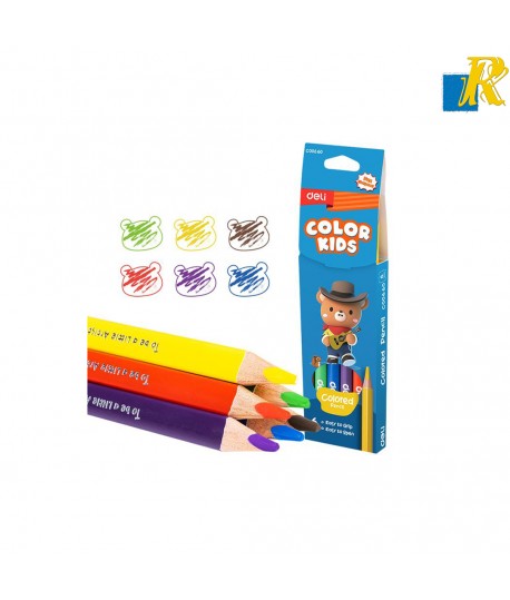 Deli Colour Kids 6 Jumbo Colour Pencils With Sharpener Item No.C00660