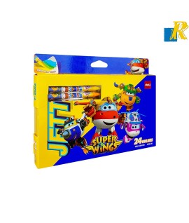 Deli Wax Crayon 24 Colors Super Wings Design Item No.C21020