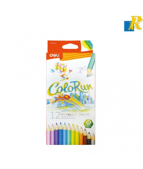 Deli ColoRun 12 Metallic Colored Pencils Item No.C127-12