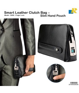 G906 Fingerprint Lock Anti-Theft Genuine Leather Clutch Bag