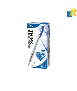 Deli Ballpoint Pen 0.7 mm Tip Blue Ball Pen 12 Pcs Item No.Q2-BL