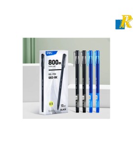 Deli Max 0.5mm Black / Blue Gel Pen 12pcs Item No.G62-BL / G62-BK