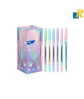 Deli P1-Macaron Bullet Tip Ball Point Pen 0.7mm,Blue 50 Pcs Item No.Q6C-BL