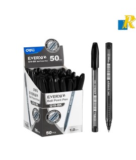 Deli Every Black Ink Ballpoint Pen 50-Piece Set, 1.0 mm Tip Size Item No.Q19-BK