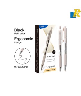 Deli Xtream Ballpoint Pen 0.7mm Black Ink Transparent Barrel Item No.Q02320