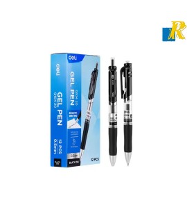 Deli Gel Pen 0.5mm Black Bullet Tip Item No.Q10420