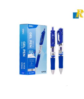 Deli Gel Pen 0.5mm Blue Bullet Tip Item No.Q10430