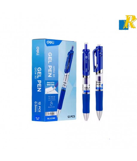 Deli Gel Pen 0.5mm Blue Bullet Tip Item No.Q10430