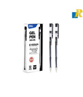 Deli Every 0.5mm Gel Pen 12pcs,Black Item No.G65-BK