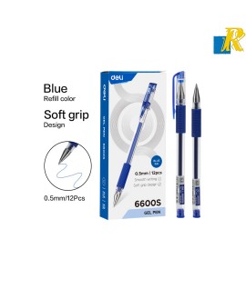 Deli Gel Pen 0.5MM 12 Pcs Blue Item No.6600S