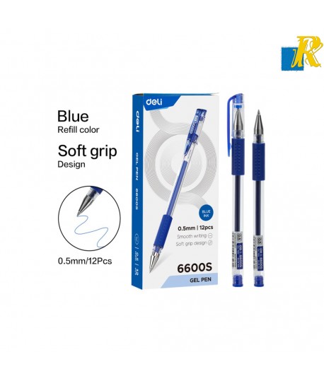 Deli Gel Pen 0.5MM 12 Pcs Blue Item No.6600S
