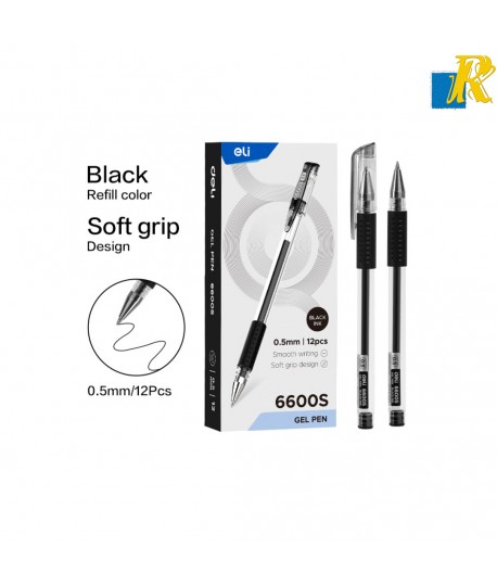 Deli Gel Pen 0.5MM  Black / Red Item No.6600S