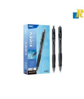 Deli ARRIx Ballpoint Pen 0.7mm Box of 12 , Black Item No.Q17-BK