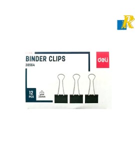 Deli 25 mm Binder Clip Box Black, Pack Of 12,Removable Handle Item No.38564