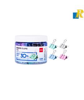 Deli Effortless Binder Clip Size 19mm 40 Pcs,4 Colors Item No.8555S